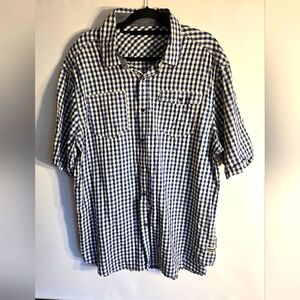 SEAN JOHN MEN'S CASUAL BLUE/WHITE PLAID SHORT SLEEVE COTTON SIZE 3XL